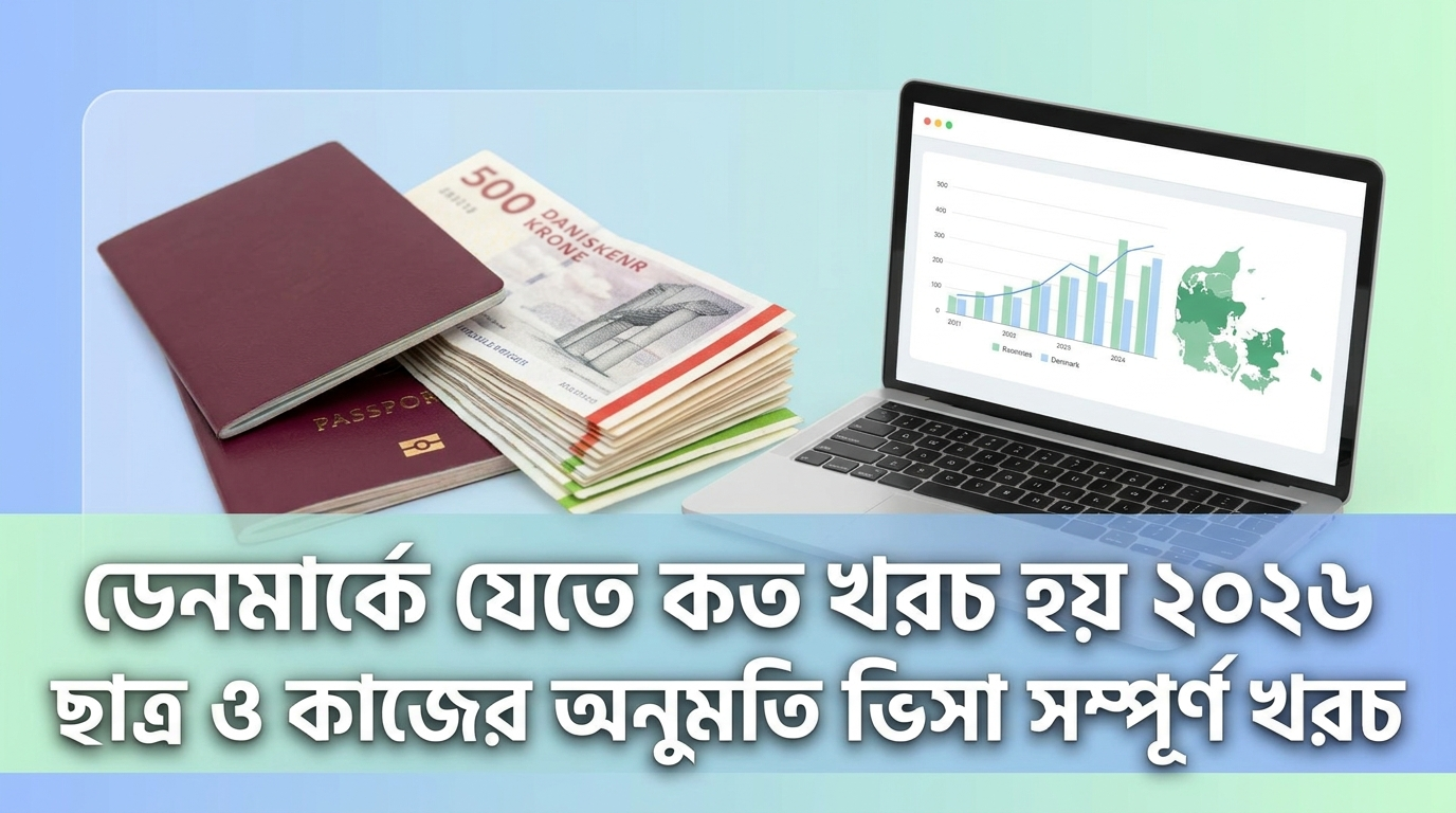 ডেনমার্ক যেতে কত টাকা লাগে ২০২৬ স্টুডেন্ট ও ওয়ার্ক পারমিট ভিসার সম্পূর্ণ খরচ