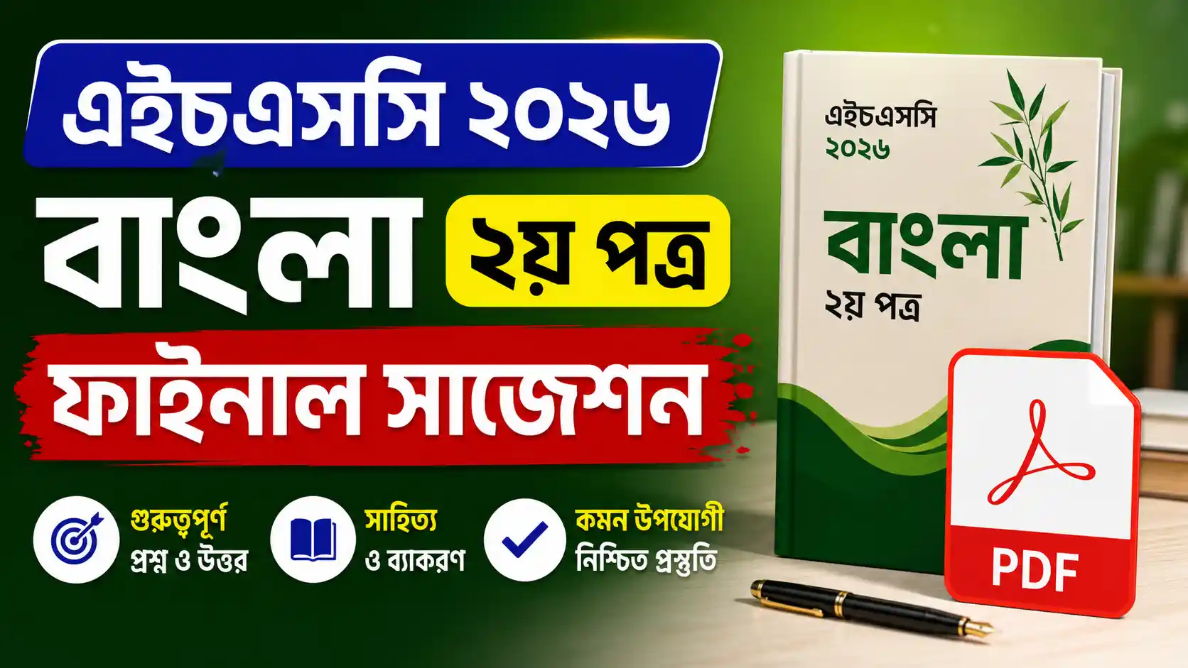 এইচএসসি বাংলা ২য় পত্র ফাইনাল সাজেশন ২০২৬ PDF | HSC Bangla 2nd Paper Final Suggesting 2026 PDF