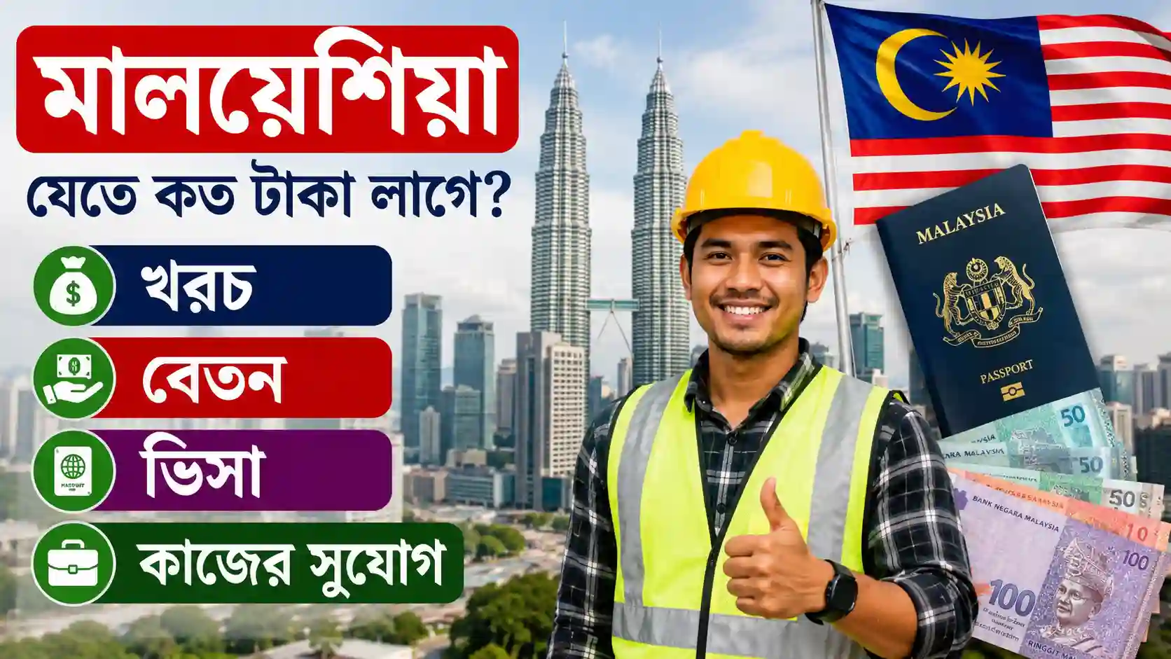 মালয়েশিয়া যেতে কত টাকা লাগে ২০২৬ খরচ, বেতন, ভিসা ও কাজের সুযোগ